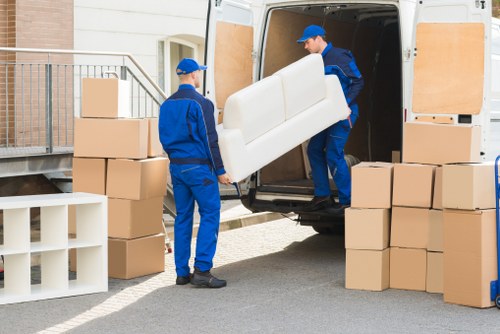 Office furniture and equipment prepared for a Putney commercial move